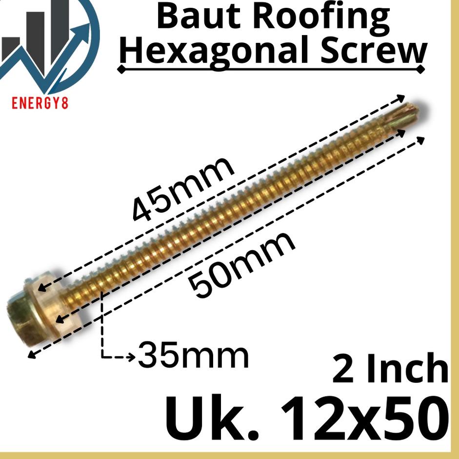 ➽ BAUT ROOFING 12x50 isi 200 pcs | SEKRUP BAJA RINGAN | BAUT RUMPING ✶