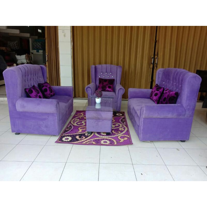 Kusri unyu/sofa ungu pecinta warna ugu cantik/sofas set karpet dan bantal