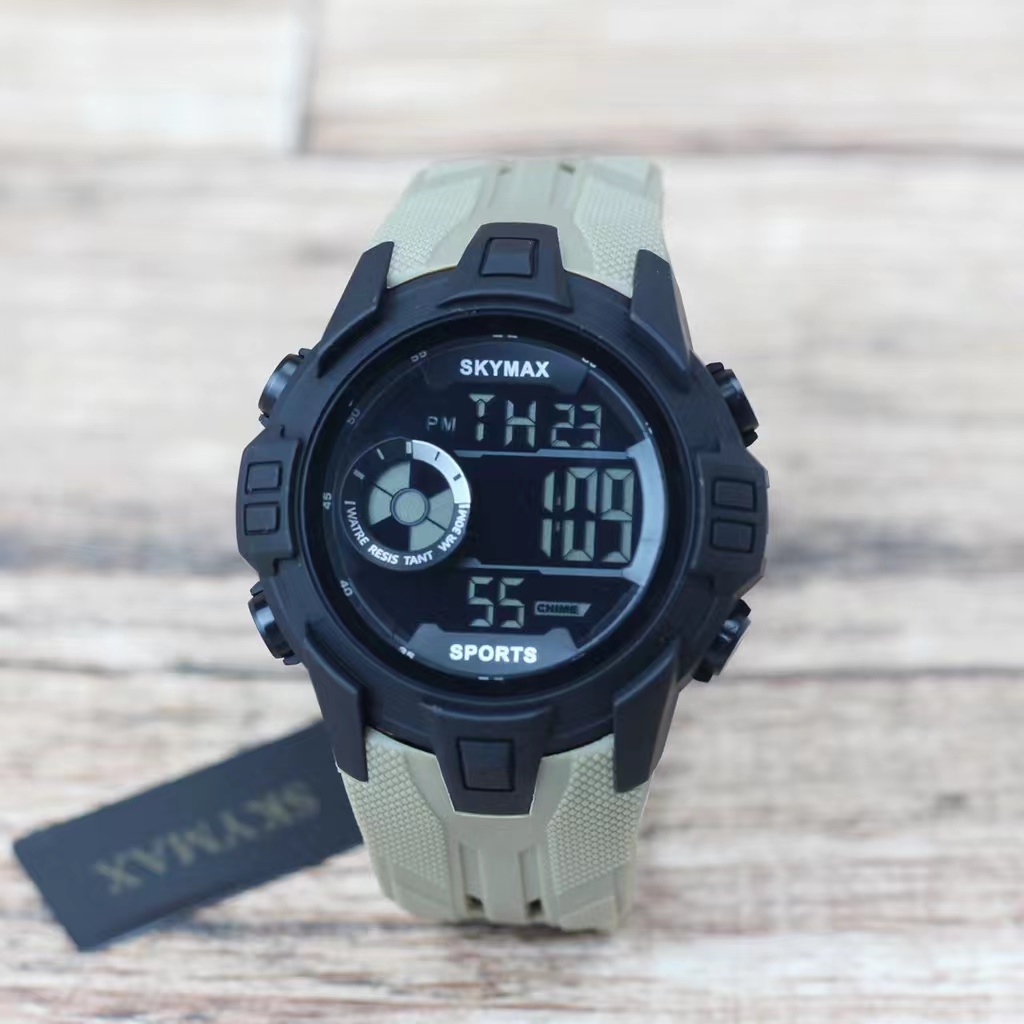 JAM Tangan pria ORIGINAL SKYMAX SPORT 2117 Tali Rubber Hitam DIGITAL Original BERGARANSI