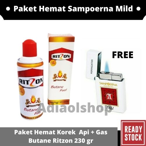 Paket Hemat Korek Api Bara Sampoerna Mild + Gas Butane Ritzon 230gr