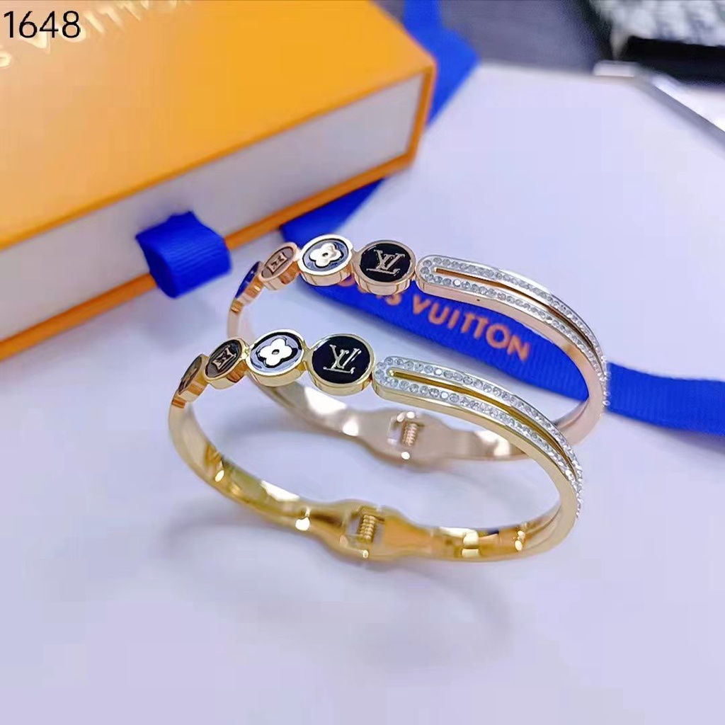 COD! gelang tangan bangle lv titanium anti karat import / gold &amp; rosegold