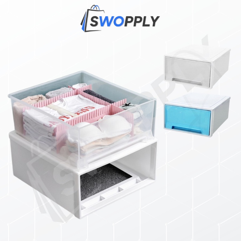 Swopply HL0198 Kotak Penyimpanan Laci Plastik Sepatu Pakaian Kontainer Box Plastik