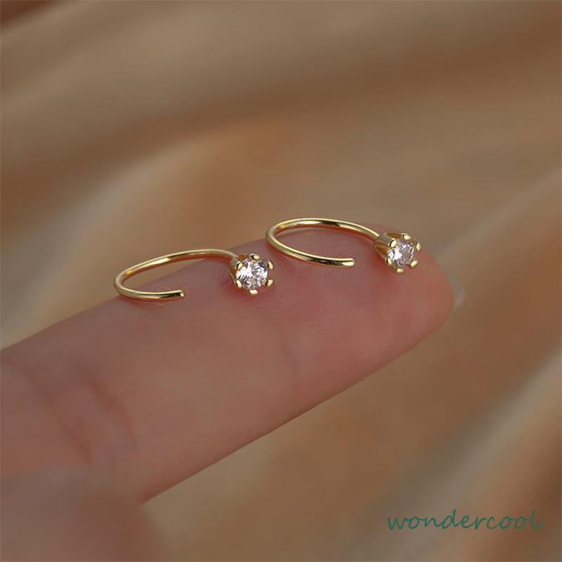 Anting Zirkon Temperamen Fashion Wanita Tidur Gratis Melepas Anting-Anting Trendi Yang Indah-Won