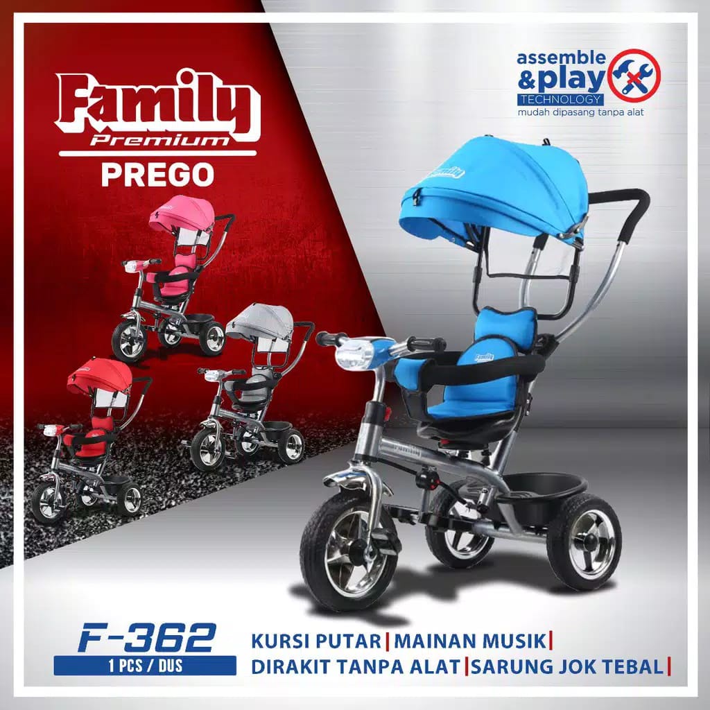 Family Tricycle PREGO F-362 / Sepeda Anak Roda Tiga