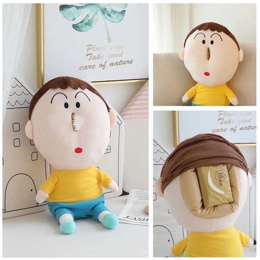 Boneka Crayon Shin-chan Bahan Plush Ukuran 45cm Dengan Kotak Tisu Untuk Dekorasi Rumah