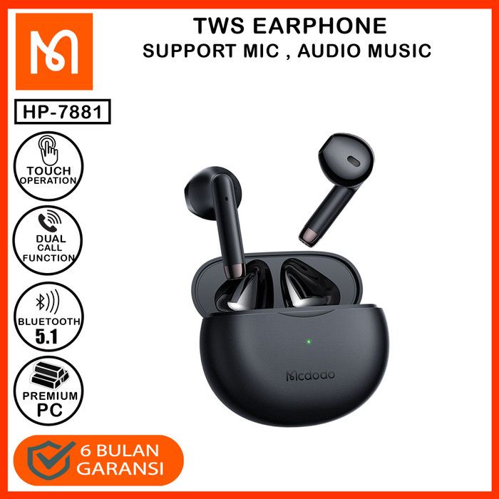 MCDODO Earphone Bluetooth TWS Earbuds Lite - HP-7881 / HP-7882 / HP-7880 - Garansi Resmi 6 Bulan