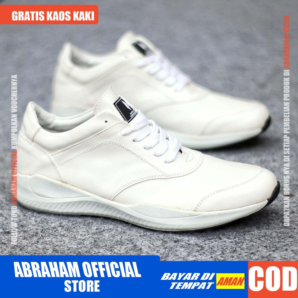 ABRAHAM Sepatu Sneakers Casual Hitam Kerja Santai Pria