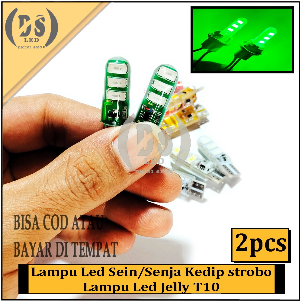 Lampu LED Senja Kedip Hijau / Lampu LED Sein IJO Jelly Kedip Strobo T10 6 Mata