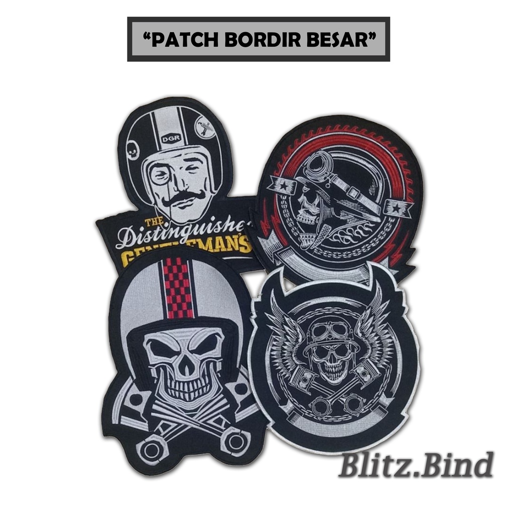 BACK PATCH BORDIR JAHIT BESAR PUNGGUNG GENTLEMAN,LOGO MOTOR