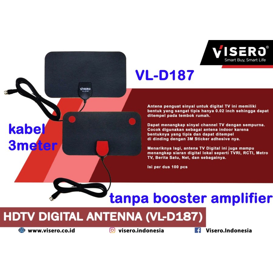 VISERO VL-D187 ANTENA TV DIGITAL dalam INDOOR DVB-T2 4K