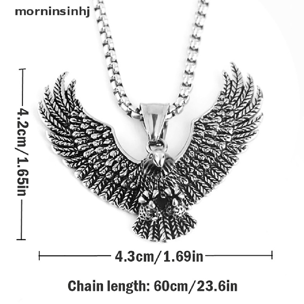 Kalung Liontin Elang Terbang Bahan Stainless Steel Gaya Vintage Untuk Pria