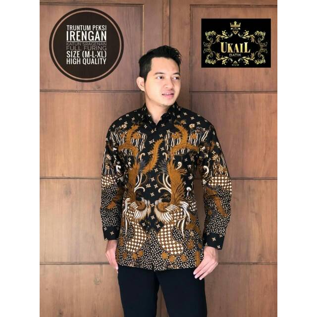 Batik Pria Truntum Peksi Irengan Asli Katun Sragenan Full Furing Murah