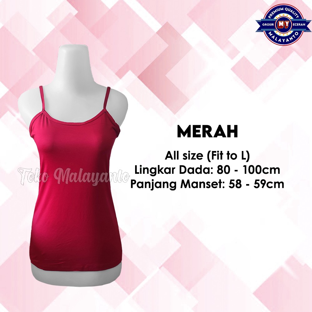 Tanktop Tali Kecil Renda Polos Warna Ukuran All Size Ready Stok!!-Merah/Cabe