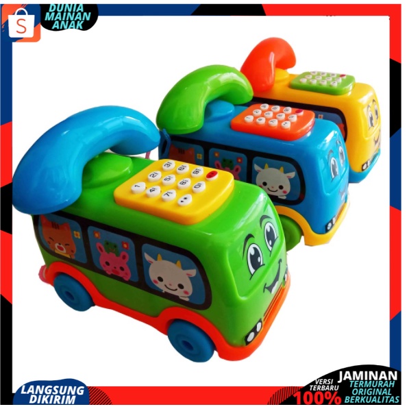 Mainan Bus Telepon Music / Mainan Anak / Mainan Anak Perempuan / BUS PHONE TOYS BERLAMPU