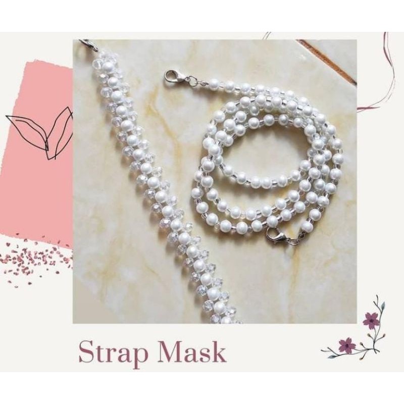 SET KONEKTOR MASKER STRAP MASK HIJAB PREMIUM BAHAN KRISTAL DAN MUTIARA CANTIK