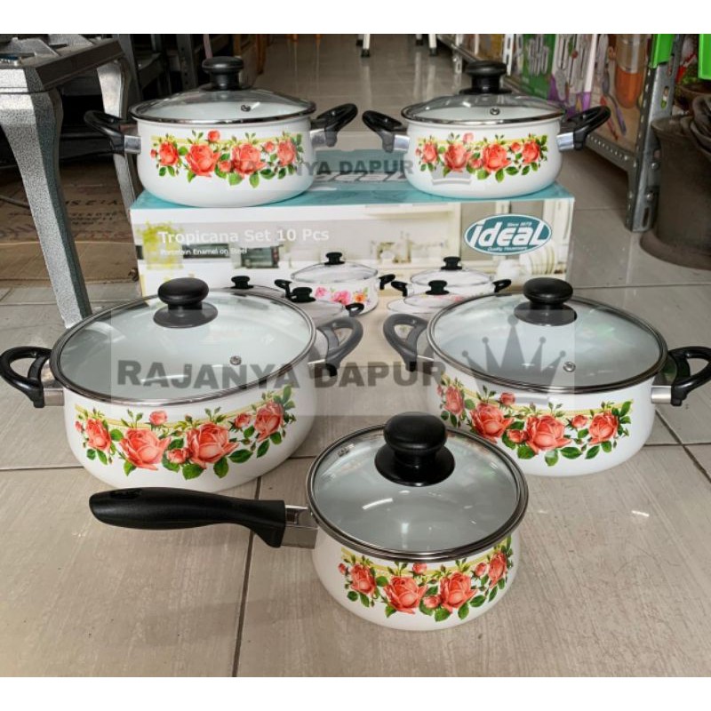 Panci set enamel 16 24 tropicana ideal kedawung Shopee Panci set enamel 16 24 tropicana ideal kedawung Shopee