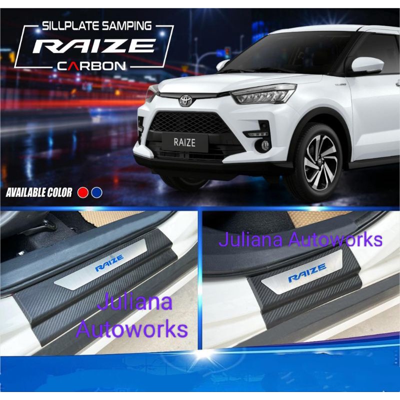 Sillplate samping non led Toyota Raize pelindung pijakan kaki pintu mobil Raize carbon