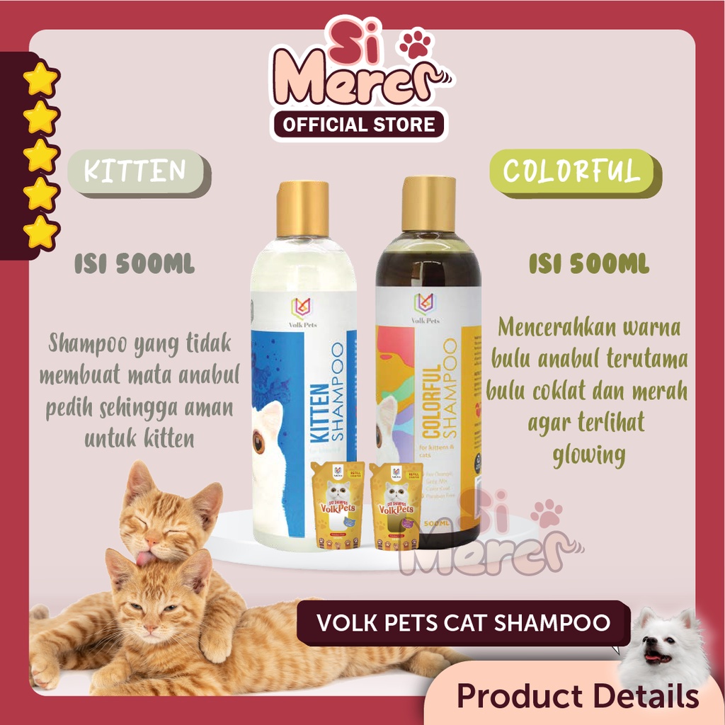 Shampo Kucing Cat Kitten Tick Flea Whitening Conditioner Jamur Kutu VOLK PETS 500ml