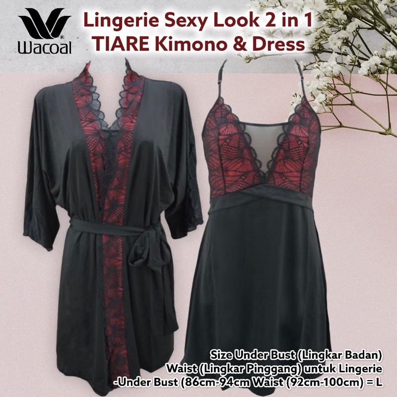 Wacoal Lingerie Sexy look Tiare Set 2in1 Kimono Outer + Dress Terusan