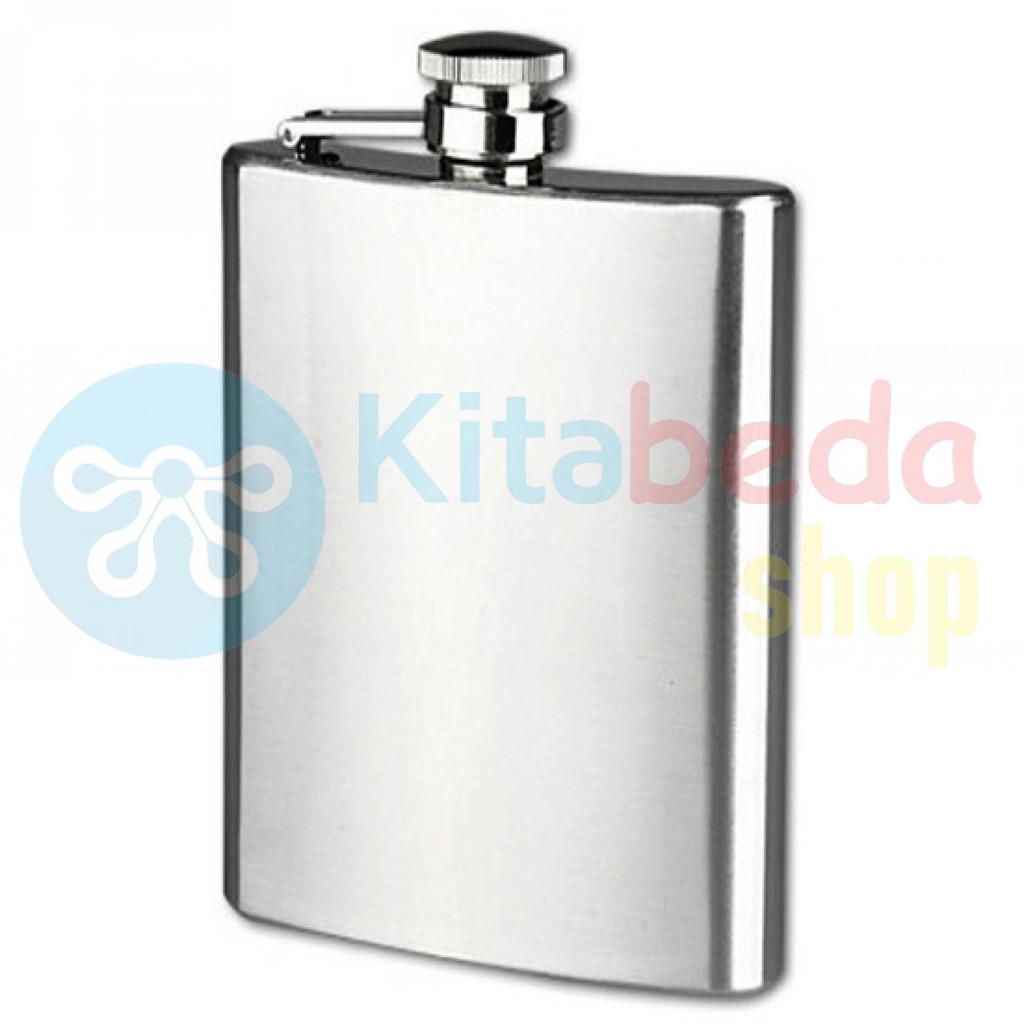 Botol Minum Wine Wisky Vodka Gepeng Stainless Steel KB0855 [Silver]