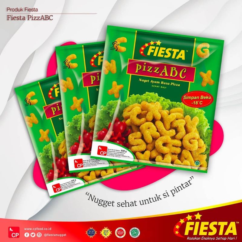 

Fiesta Nugget pizzABC 500Gram Naget ayam rasa pizza bentuk huruf