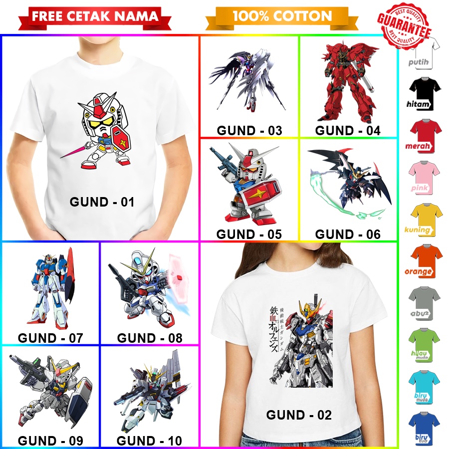 [FREE NAMA!!] Baju Kaos COUPLE  ANAK DAN DEWASA GUNDAM BANYAK MOTIF