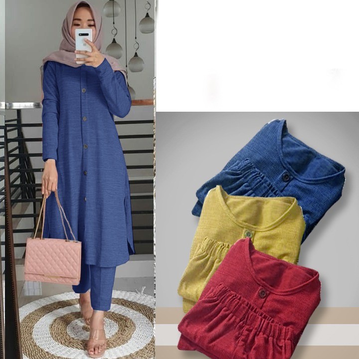 SETELAN SET ALEA SIMPLE 04 / PAKAIAN LONG TUNIK WANITA