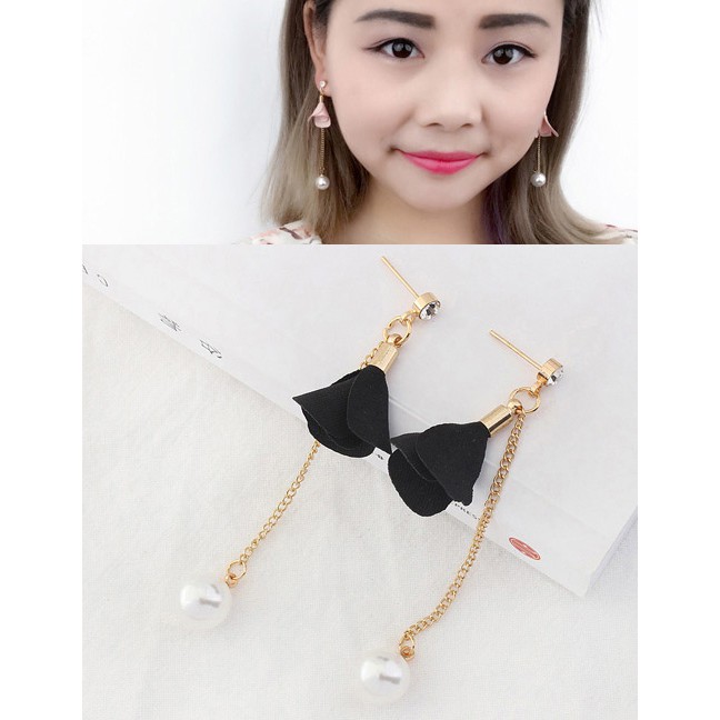 LRC Anting Tusuk Fashion Flower&amp;pearls Decorated Long Y577XX