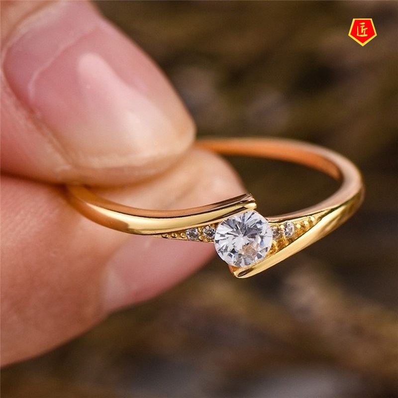 [Ready Stock]Women's Simple Moissanite Gold Ring