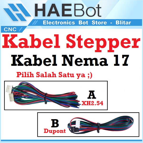 [HAEBOT] Kabel Stepper Nema 17 Motor Cable XH2.54 Dupont 4pin ke 6Pin 26AWG CNC 3D Printer Konektor Socket Bipolar 4 Kabel Terminal DIY Mesin Arduino A4988