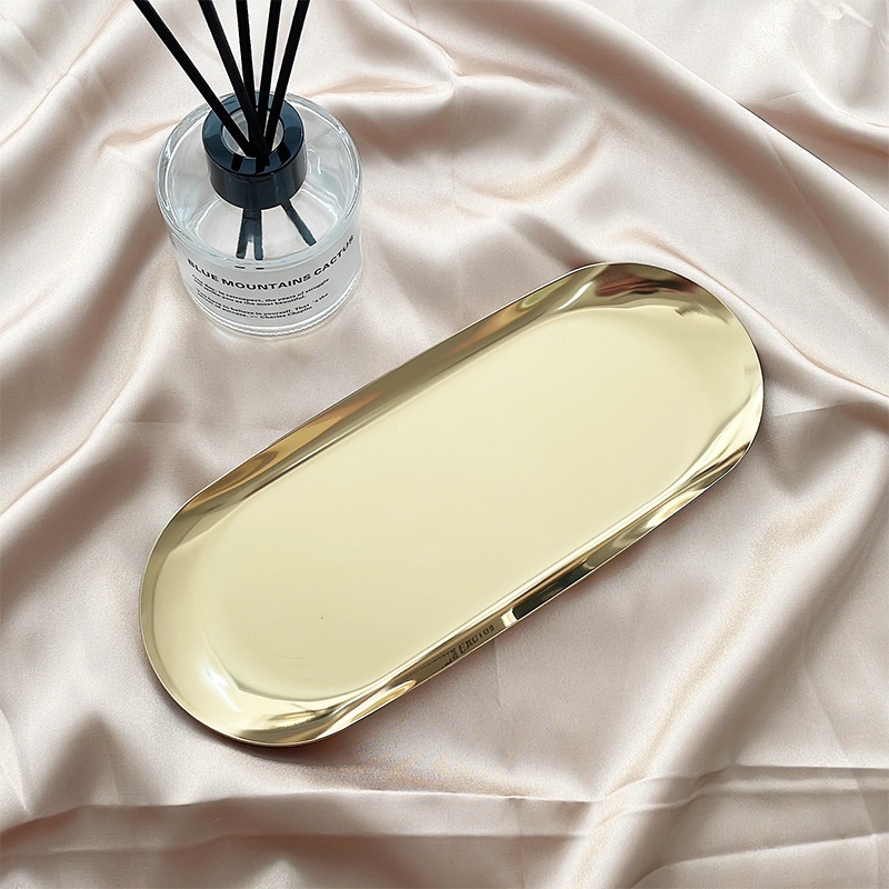 Nampan Piring Oval Love Kerang Emas Perak Tray Silver Stainless  Organizer Aesthetic Tray Dessert