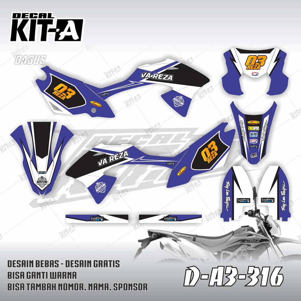 Decal Stiker KLX 150 BF Dekal Variasi Sticker Striping Custom Full Body ungu muda