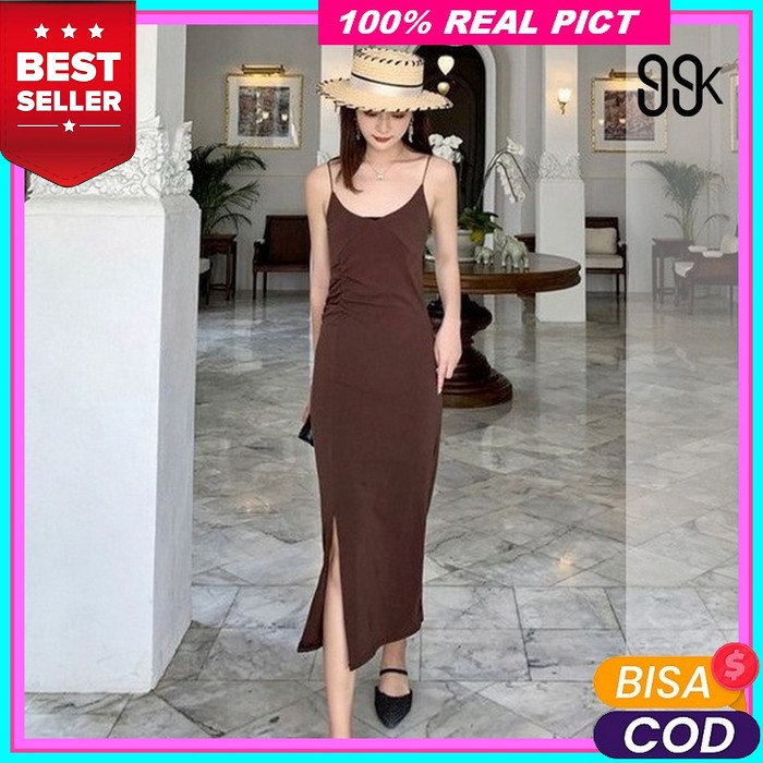 Clowy Dress Midi Polkadot Motif Simple Ori Mpmf Baju Dres Natal Wanita Midi Deres Dress Imlek Backle