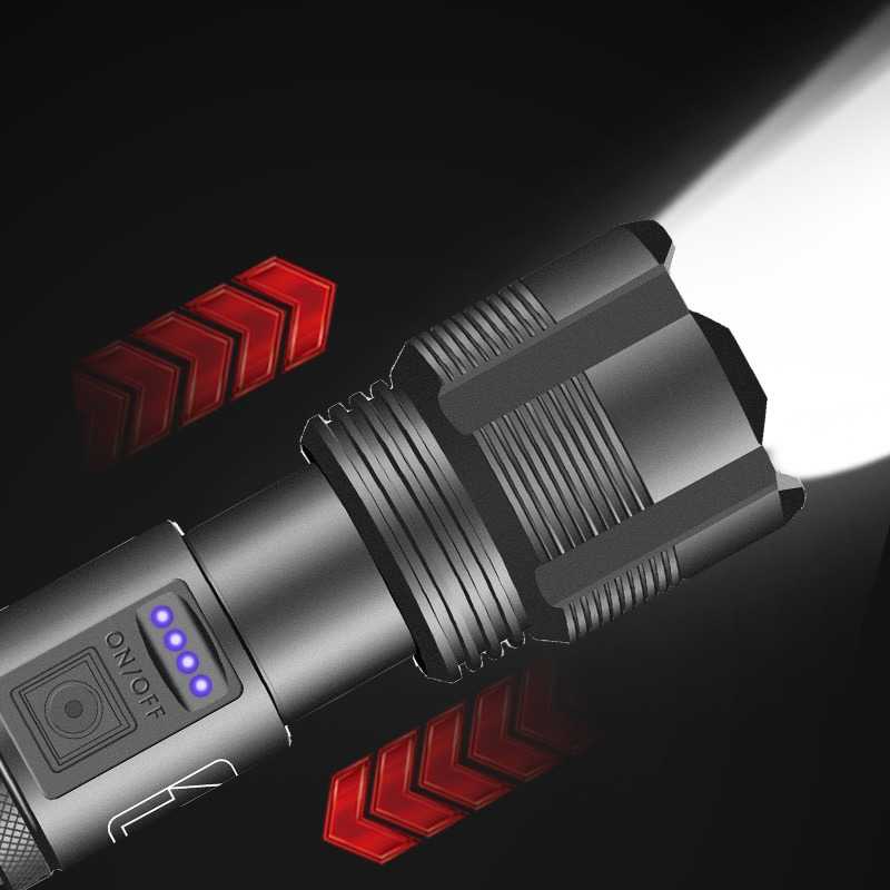 Senter LED Zoomable XHP70 400 Lumens with Battery Tactical Hunting Torch Flashlight Fitur Zoom Body Aluminium