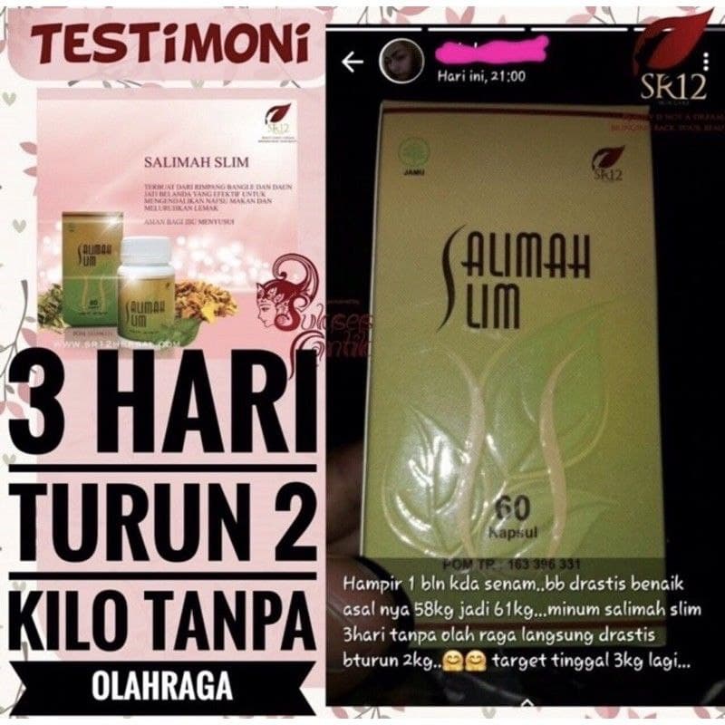 Peluntur Lemak Penurun Berat Badan Salimah Slim SR12 Herbal Ampuh Slimming Obat Diet Langsing Alami Aman BPOM S99