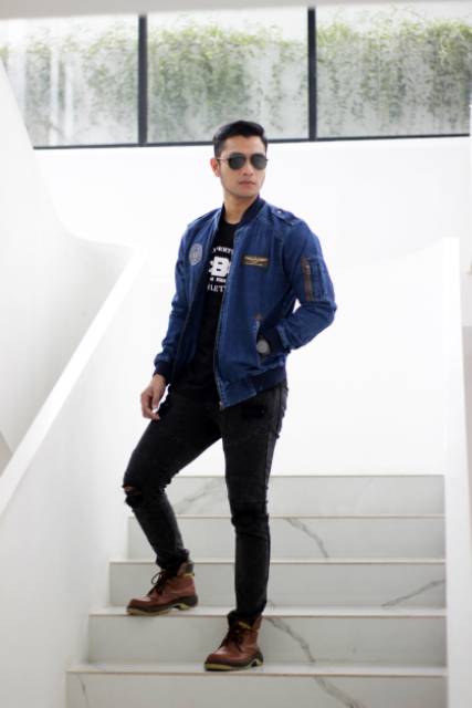 PROMO BAYAR DI TEMPAT / JAKET BOMBER JEANS PILOT - BOMBER JEANS PILOT - BOMBER JEANS THE BERRY -