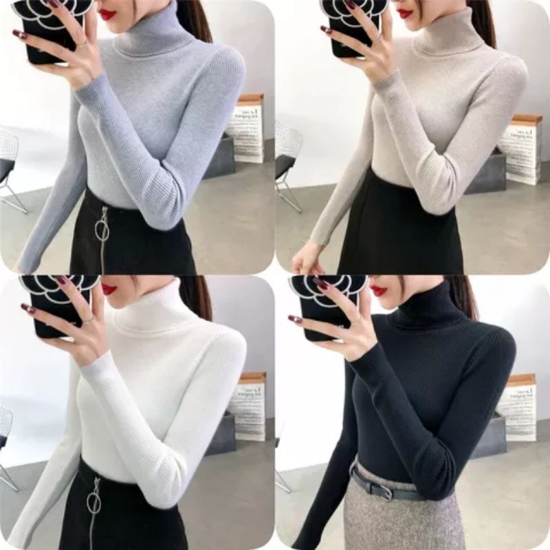 Turtleneck Daisy Atasan Wanita Lengan Panjang