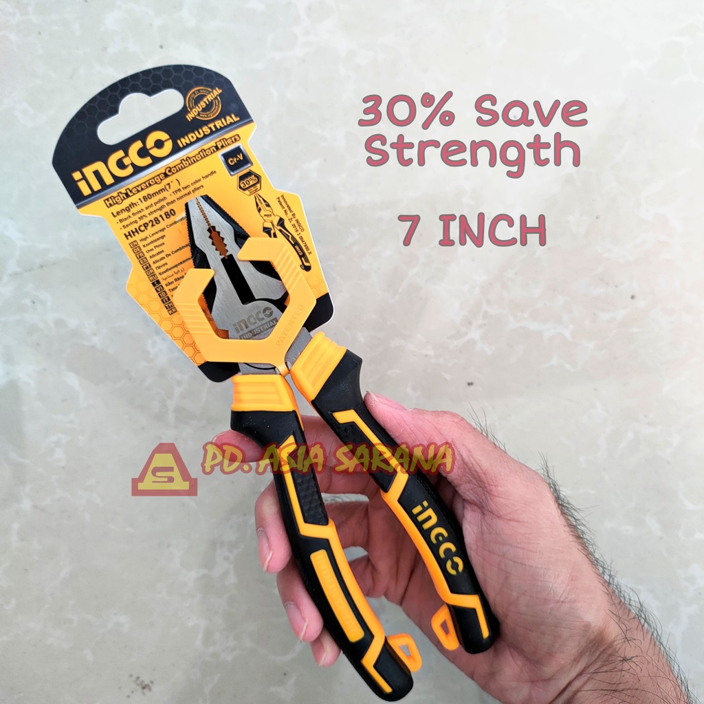 Tang Kombinasi 7" Inch INGCO HHCP28180 High Leverage Linesman Pliers