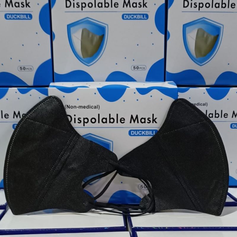 Masker Duckbill 3ply putih hitam gratis plastik