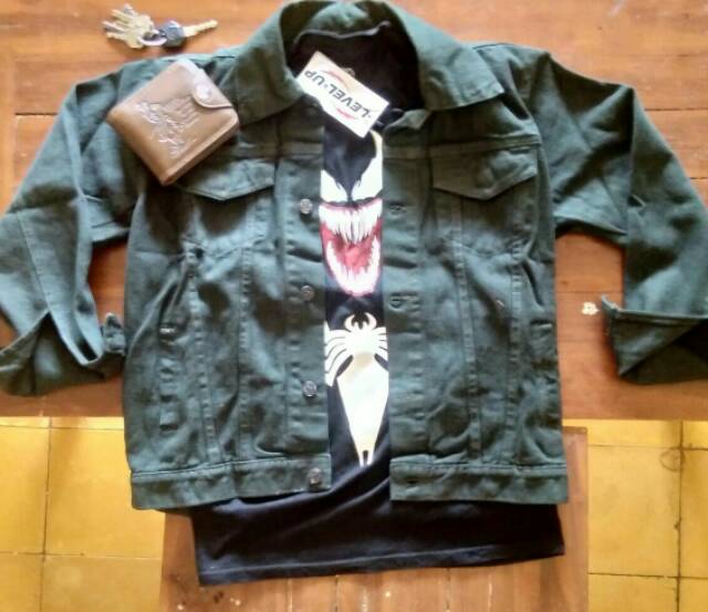 Jaket Jeans Hijau Army