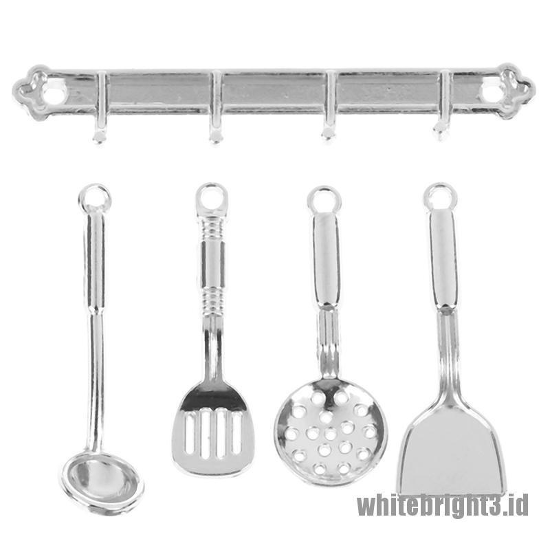 (white3) 5pcs / set Miniatur Peralatan Masak Skala 1: 12 Untuk Rumah Boneka