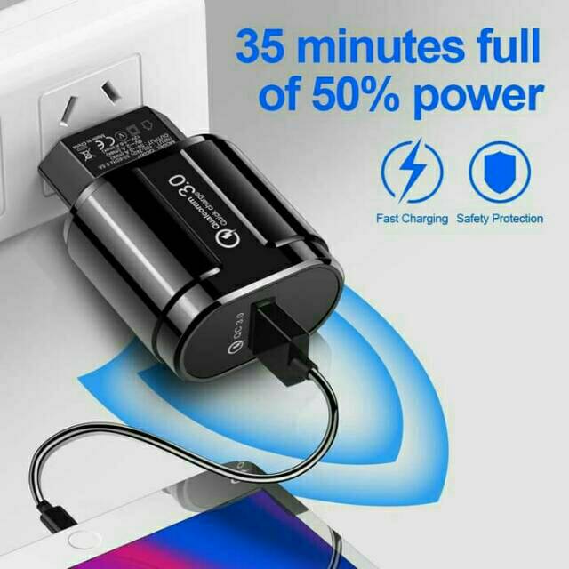 [COD] TRAVEL ADAPTER ADAPTOR KEPALA BATOK CHARGER CHARGE CARGER CASAN HP QC 3.0 QUICK HP QC007 ORI