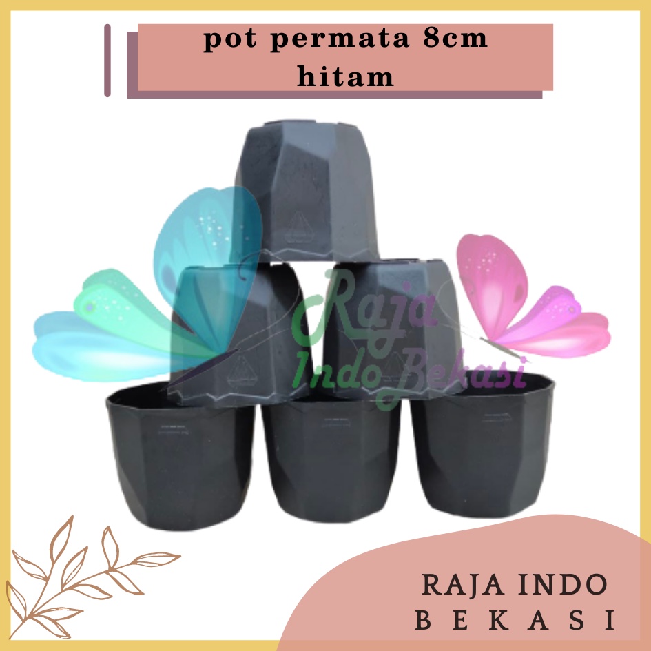 Pot Permata 8CM Hitam Garden Of Love Pot 8 Cm Hitam Pot Plastik Kaktus Sukulen Mini Lucu Murah