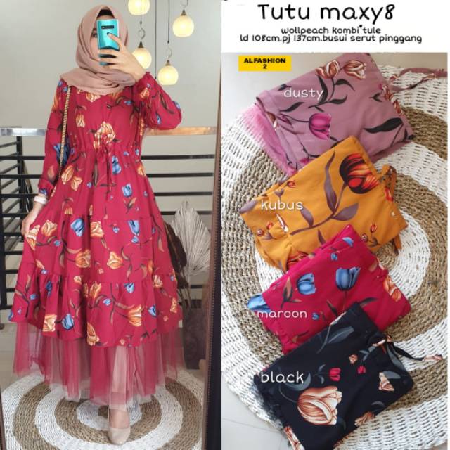 TUTU MAXY 8 - ALFASHION - Gamis Syari - Gamis Busui - Bahan Wolfis - Grosir Fashion Solo Hijab Murah