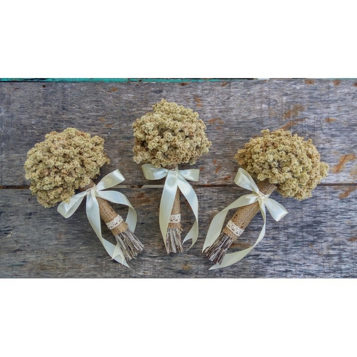 Buket Wedding Rustic Bunga Abadi Mini Asli 25 cm