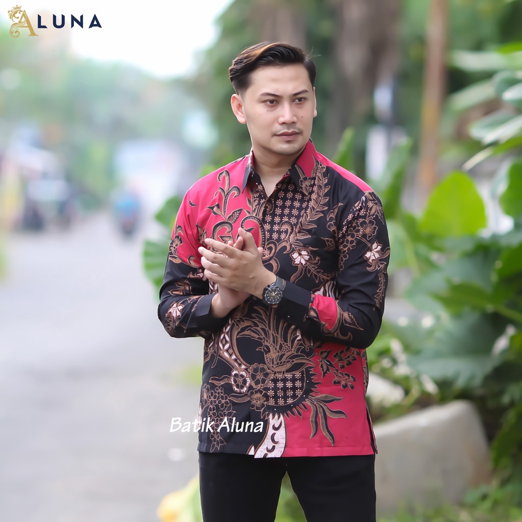 KEMEJA BATIK PRIA LENGAN PANJANG PREMIUM REGULAR MODERN BATIK ALUNA PCW 085