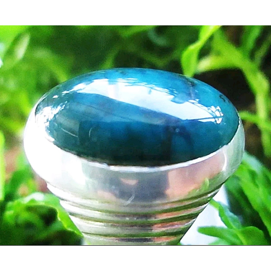 BACAN DOKO batu akik natural bacan doko gulau kristal size 20mm Ring perak