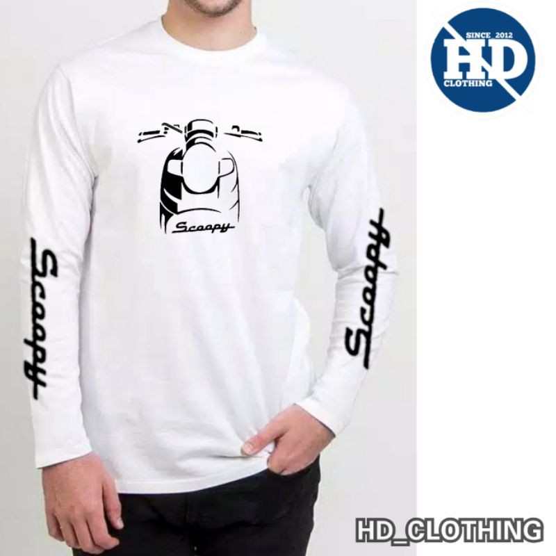 baju atasan pria kaos motor matic scoopy lengan panjang kerah bulat cotton combed 30s