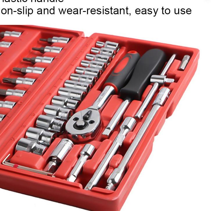 Ω ISKU Kunci SOK kunci shock set tekiro 46 PC Set Socket (1/4") Kunci Obeng HP Set 115 in 1 Full Len