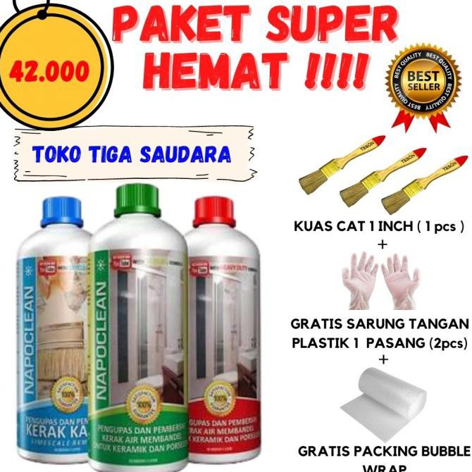 ✅Harga NAPOCLEAN 1 LITER PLUS KUAS CAT 1 INCH | PEMBERSIH KERAMIK NAPOCLEAN - Biru
